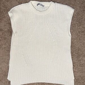 Zara Off-White Ribbed Knit Sleeveless Vest